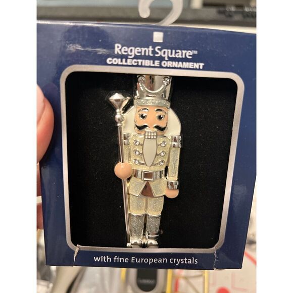 Regent Square Collectible ornament with fine European crystals nutcracker silver - Picture 2 of 3